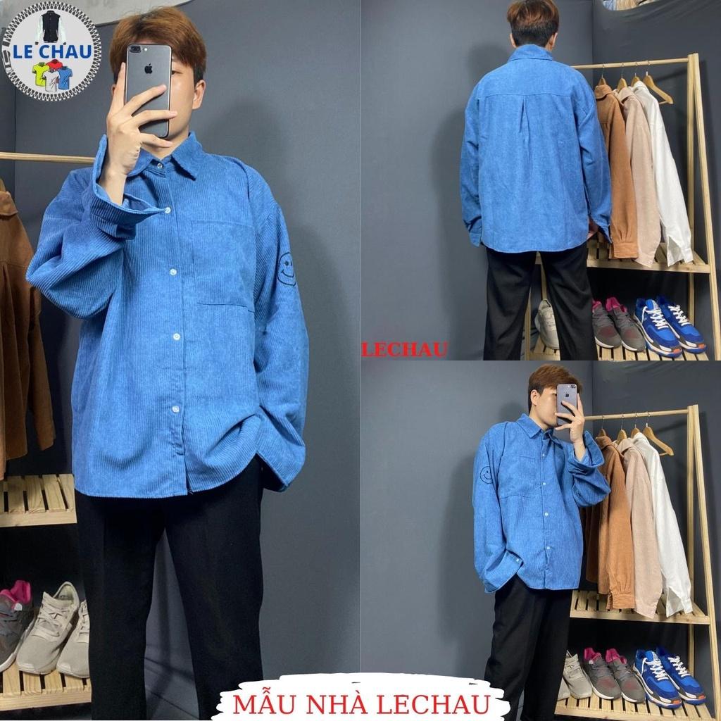 Áo khoác sơ mi nam nữ ulzzang streetstyle thêu icon siêu cute Jacket nhung unisex form rộng hottrend - Hồng &lt; 60kg