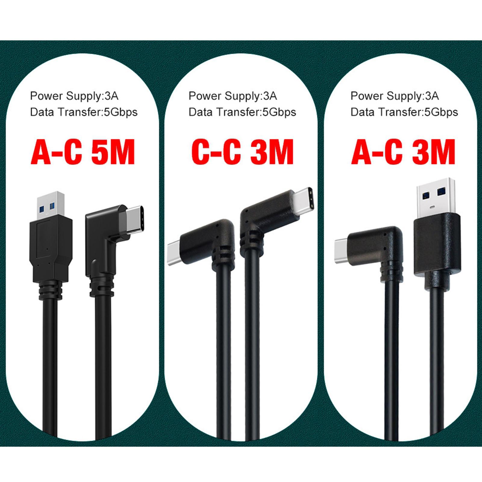 10ft Type C to 90° Type C / USB 3.0 Link Cable for Oculus Quest VR Headset to Gaming PC