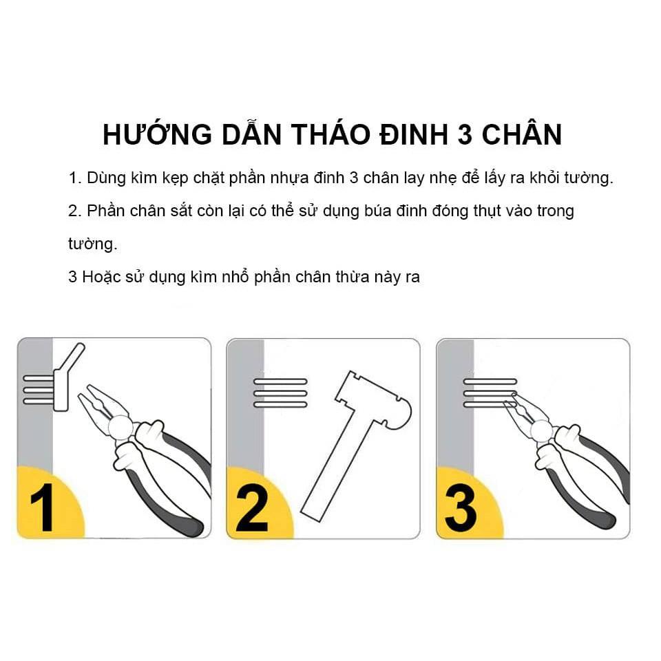 combo 10 đinh ba chân đóng tường