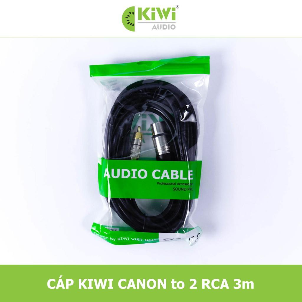 Dây canon âm ra 2 AV hoa sen Kiwi, dây audio lõi đồng, dây tín hiệu từ vang xuống sub, hàng chính hãng