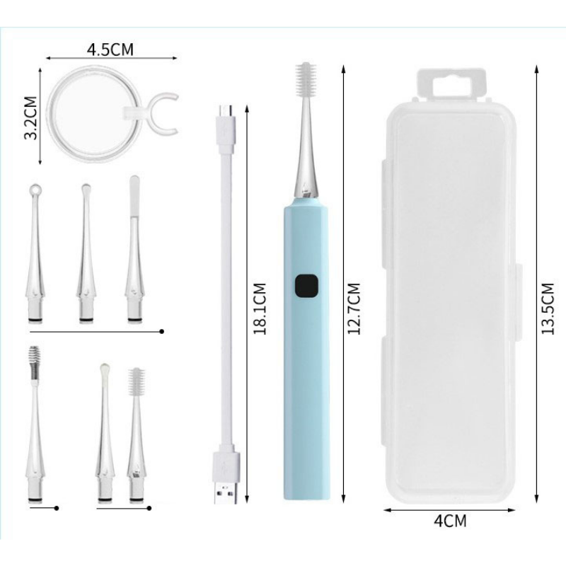 Dụng cụ lấy ráy tai nhiều đầu sử dụng cổng sạc USB Có Đèn Cho Bé Cao Cấp