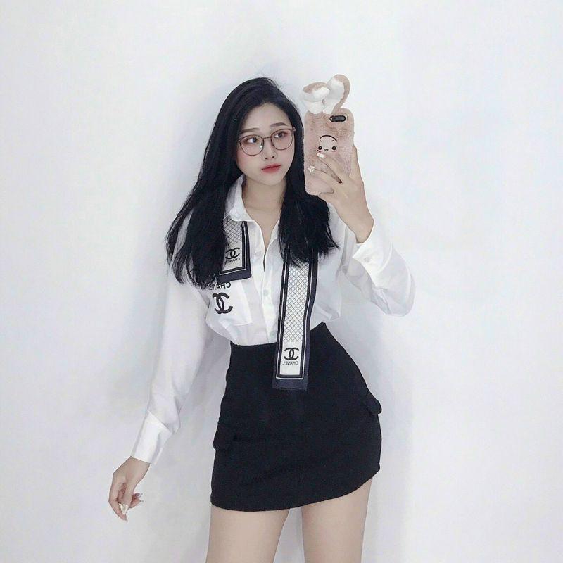 Sơ mi tay ngắn phối Nơ lụa cao cấp tay ngắn và dài