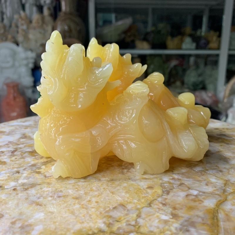 Cặp Tỳ Hưu Chiêu Tài Lộc Đá Ngọc Hoàng Long - ngang 15cm