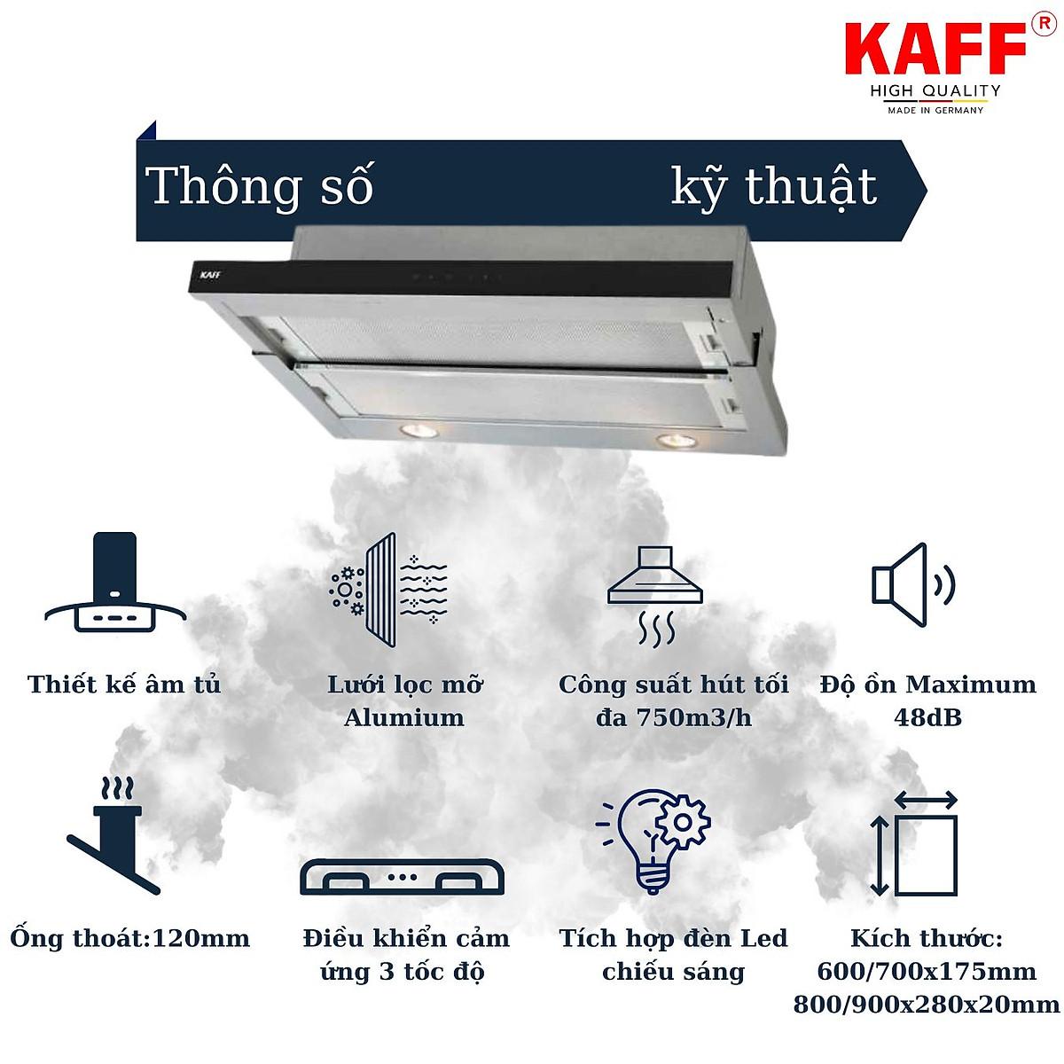 Máy hút mùi âm tủ  inox phối kính cảm ứng 700mm KAFF KF-TL700 Tặng bộ lọc than thay thế - Hàng Chính Hãng