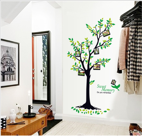 Decal trang trí tường - Thân Cây khung hình mỏng đáng yêu
