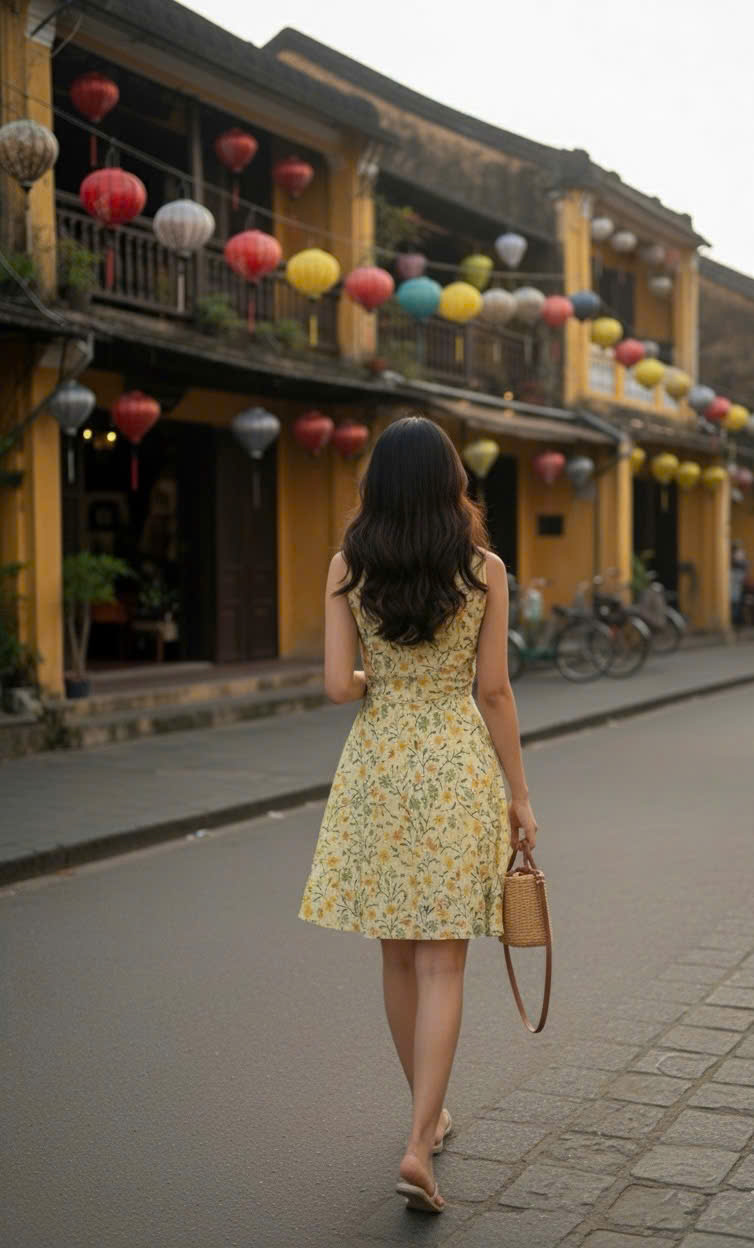 Đầm Xoè  Nữ Tính Thanh Lịch  Soleil  hoa vàng thời trang thiết kế Hity Dre218