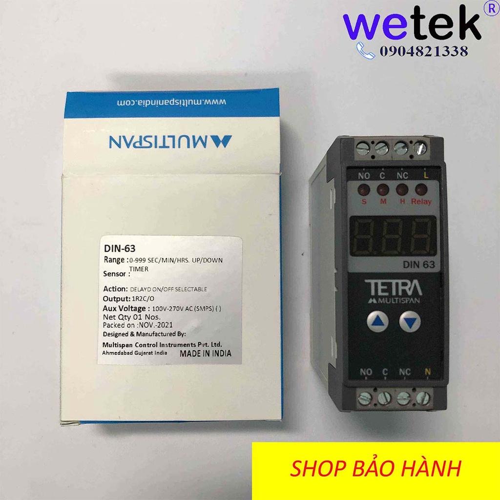 Rơ le Multispan DIN-63, timer hẹn giờ on off delay, màn LED, dải siêu rộng 0.999s tới 999h, siêu chính xác, bền bỉ, BH
