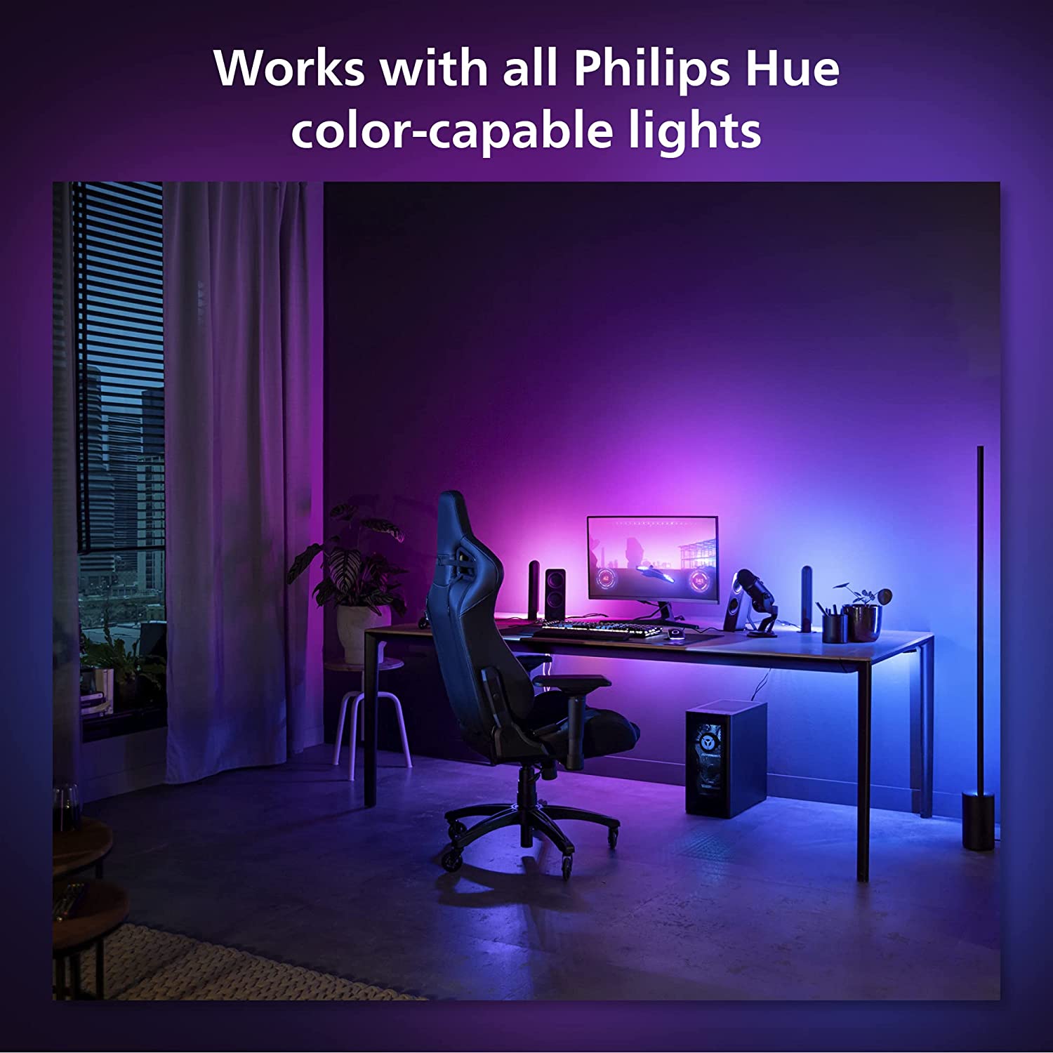 Đèn LED dây thông minh Phillips Hue Play Gradient Lightstrip for PC 16 triệu màu cho máy tính - Hàng Chính Hãng