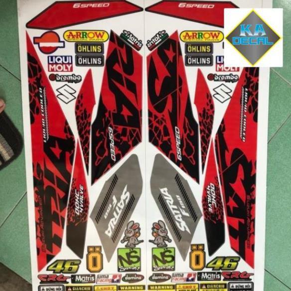 Tem rời satria fi đỏ đen 3 lớp sản phẩm y hình 100%