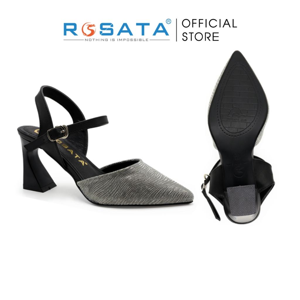 Giày cao gót nữ ROSATA RO511 mũi nhọn êm chân quai hậu cài khóa dây mảnh gót cao 7cm xuất xứ Việt Nam