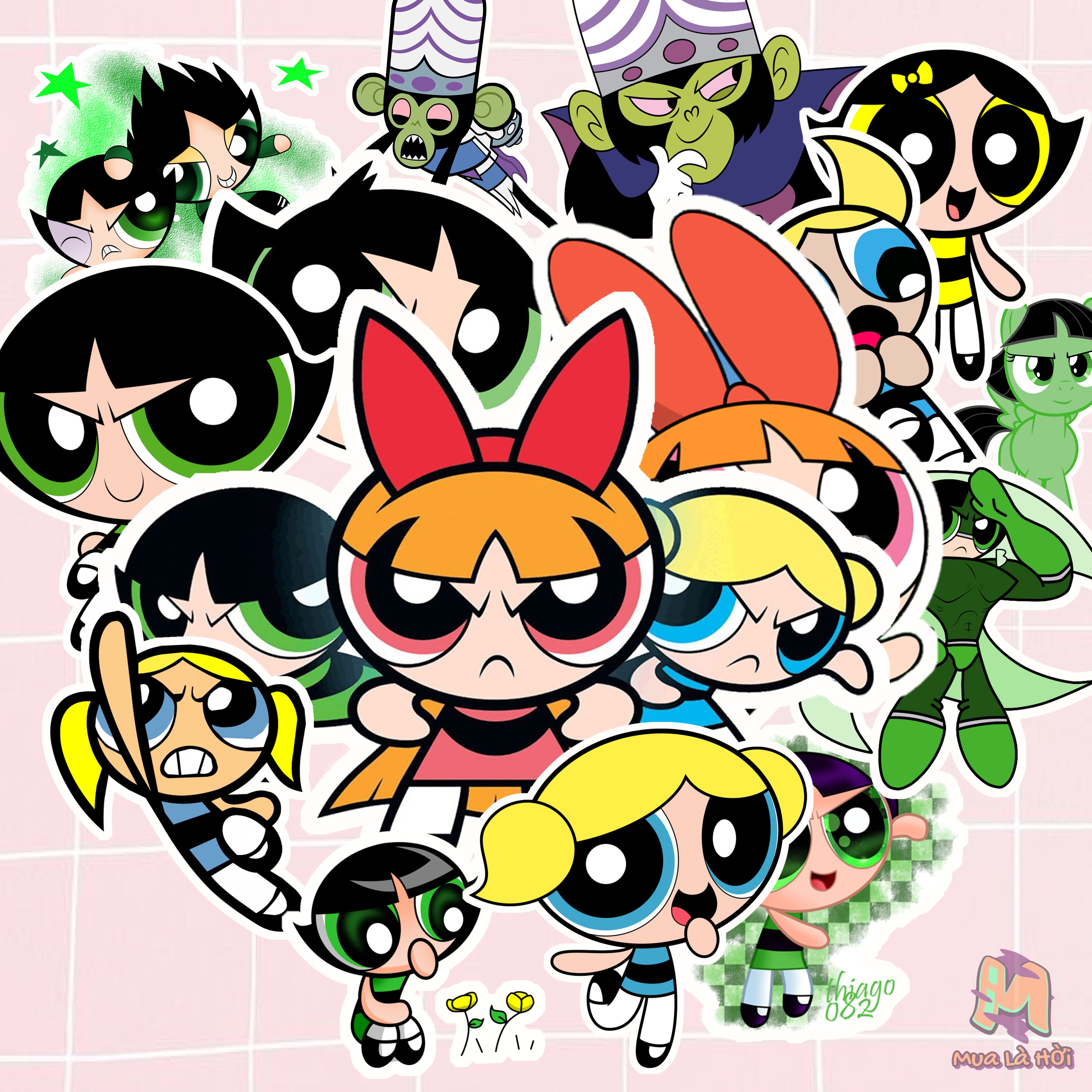 Miếng dán Stickers chủ đề The Powerpuff Girls