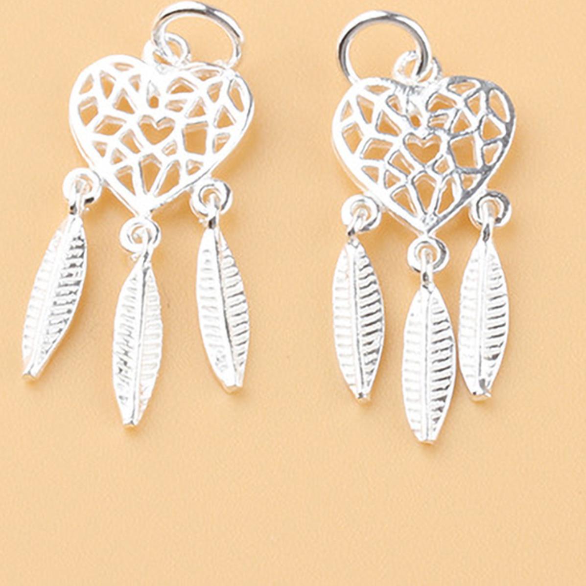 Combo 2 cái charm bạc dream catcher hình trái tim treo - Ngọc Quý Gemstones