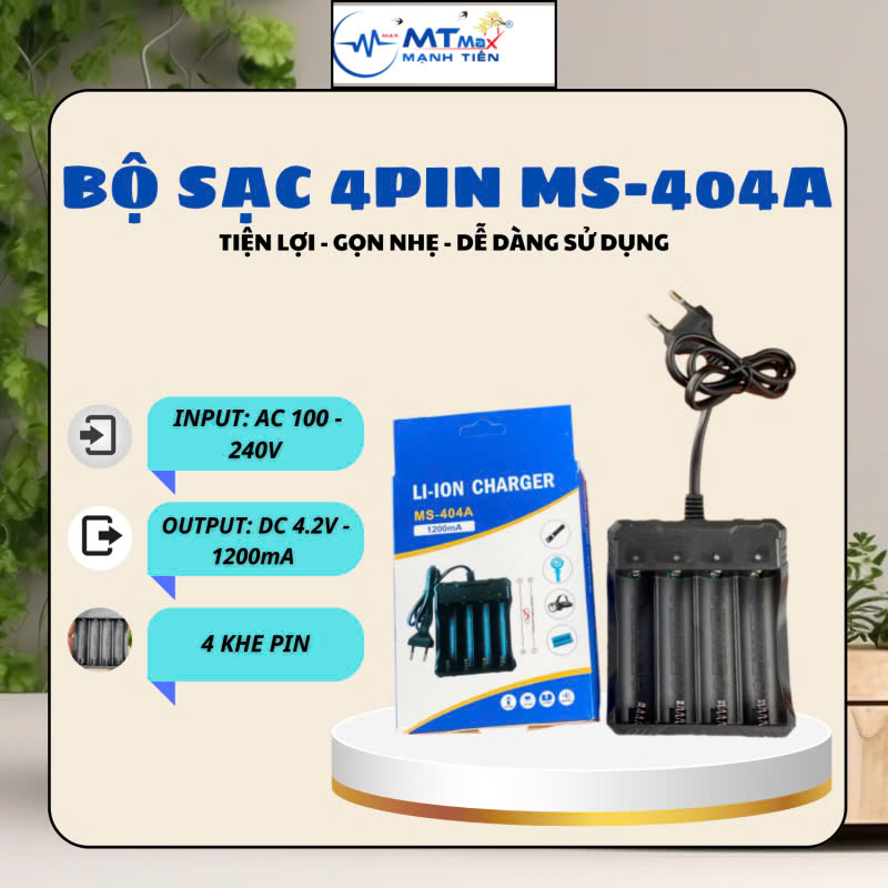 Bộ Sạc 4 Pin MS - 404A. Sạc Đa Năng và An Toàn. Hiệu Quả Cho Cuộc Sống Hiện Đại . HÀNG CHÍNH HÃNG