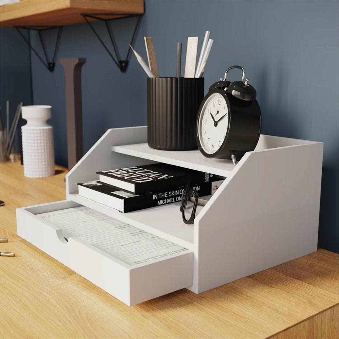 Kệ để bàn gỗ hiện đại SMLIFE Akira | Gỗ MDF dày 17mm chống ẩm | D40xR30xC25cm