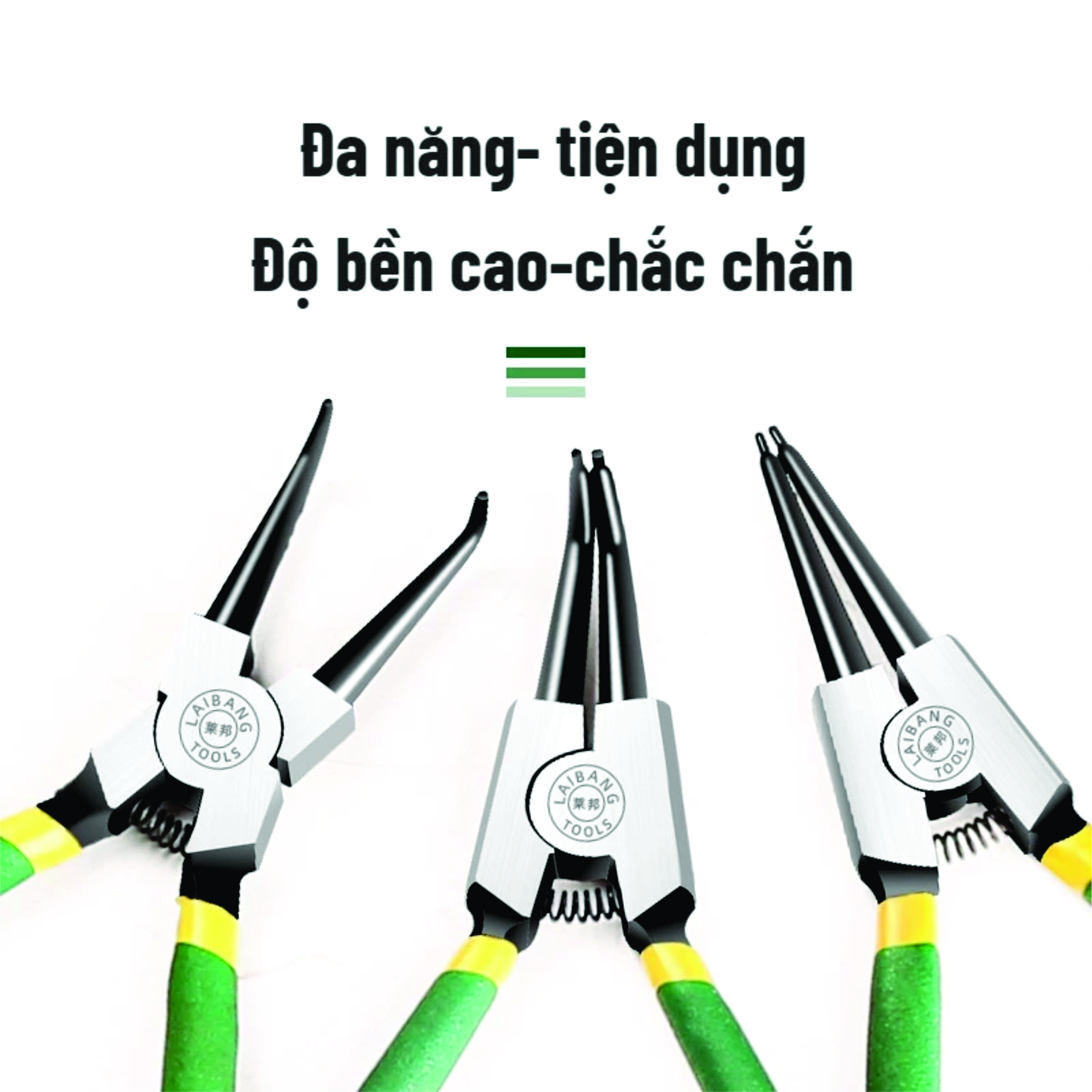 Hộp 4 chiếc Kiềm mở phe trong, phe ngoài, Mũi cong, mũi thẳng, mũi đôi, mũi đơn (kìm phanh)Mẫu 7inch