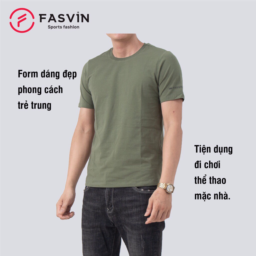 Áo thun nam Fasvin TS20218.HN ngắn tay không cổ vải cotton