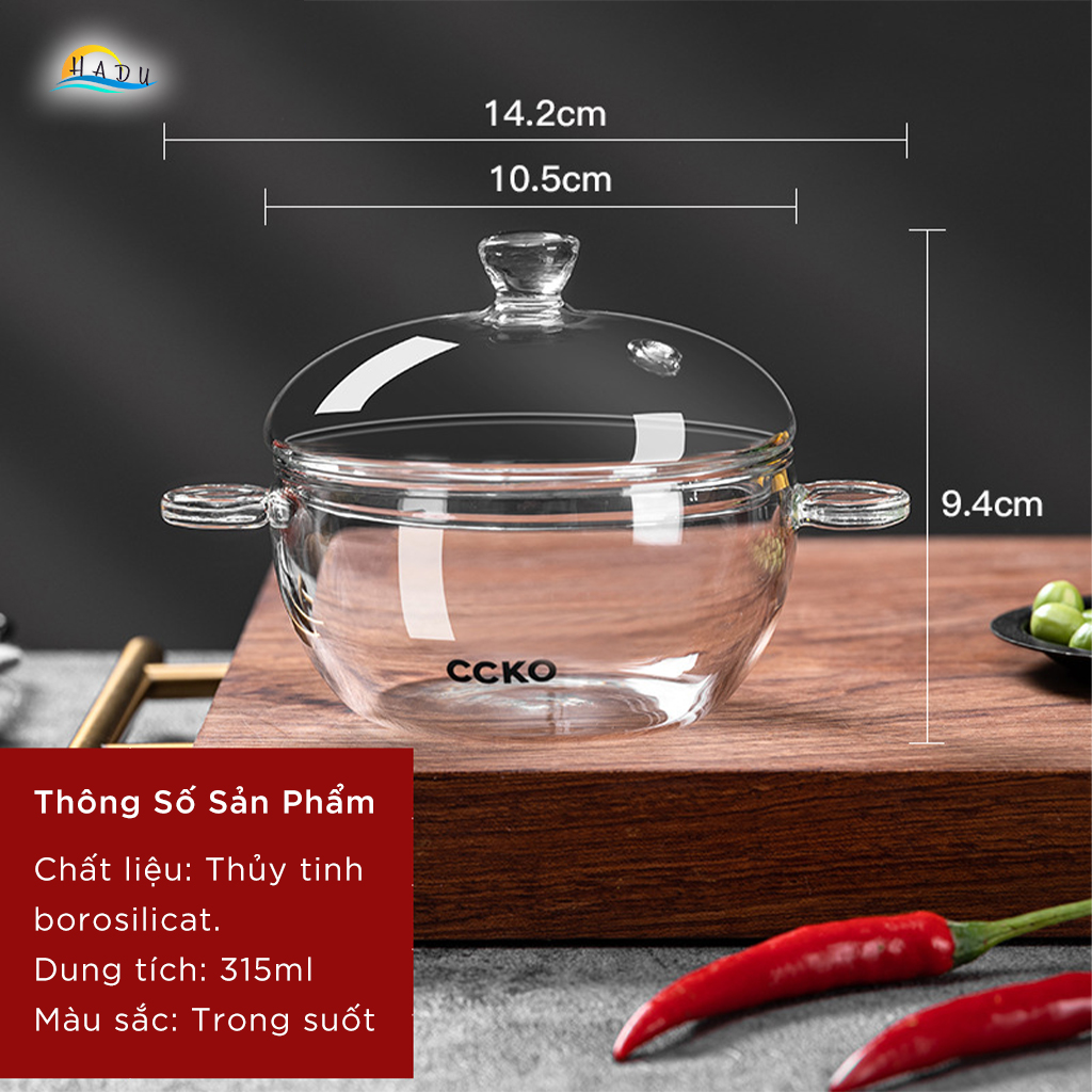 Thố Chưng Yến Mini Thủy Tinh Cao Cấp 315ml Đạt Chất Lượng Đức CCKO