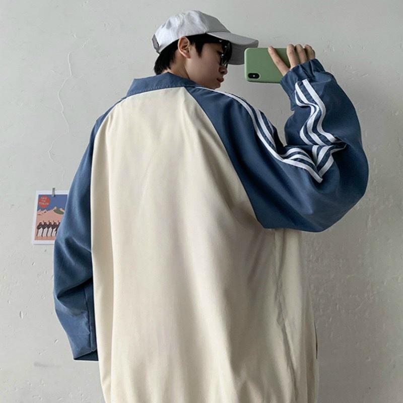 Áo khoác bóng chày form rộng vải dù cao cấp tay chạy sọc ️ Áo bomber thời trang Hàn Quốc dáng Unisex nam nữ