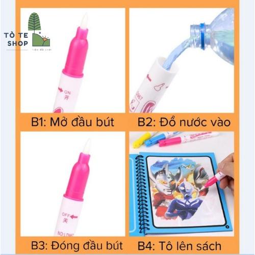 Đồ Chơi Ảo Thuật Tranh Tô Màu Nước Ma Thuật, Magic Water Book,Tranh nước tự xoá đa dạng chủ đề, sách tập tô thần kì cho bé