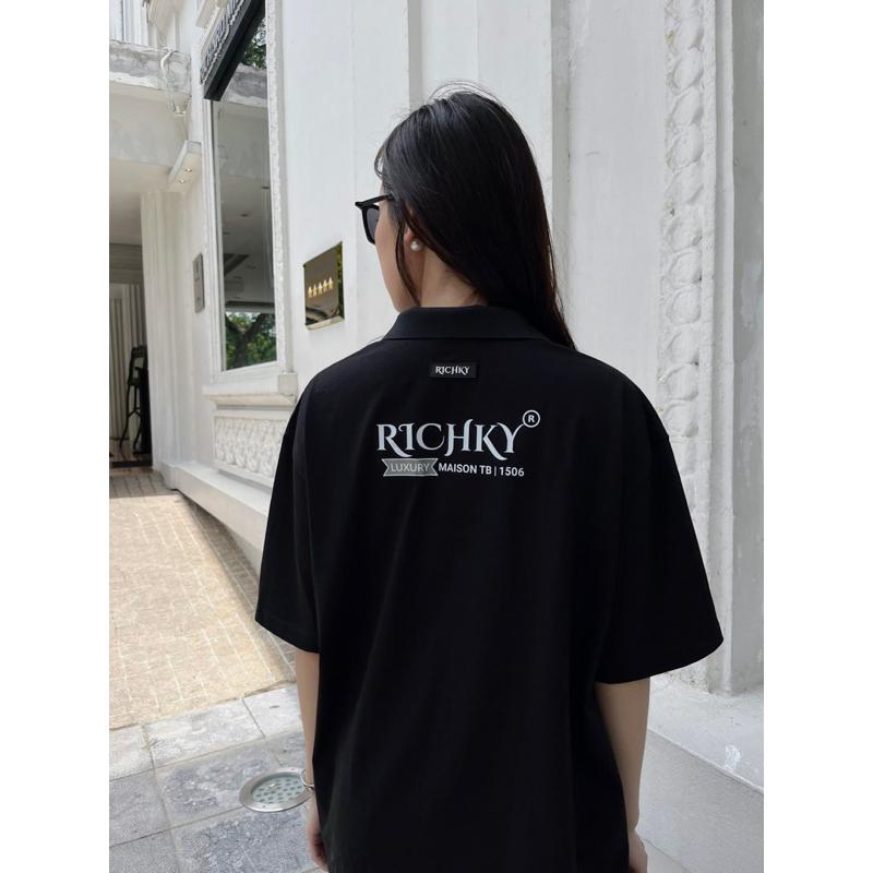 [Mã INBAU300 giảm 10% đơn 250K] Áo Polo Unisex Richky Polo Shirt Premium Luxury Maison TB Đen – RKO2