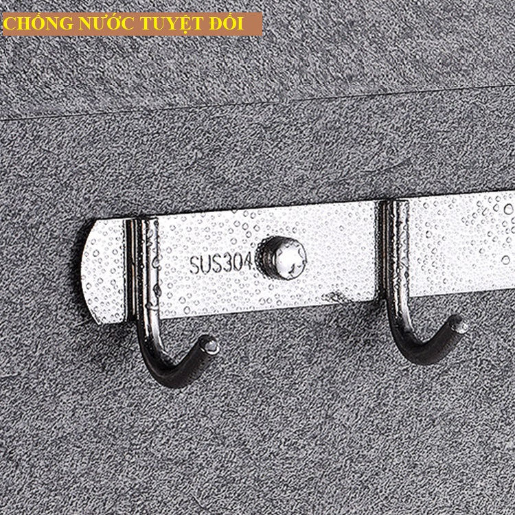 Móc Treo Quần Áo 6 Chấu Inox SUS 304 Sáng Bóng, Bền Đẹp - Có thể khoan hoặc dán tường tiện dụng