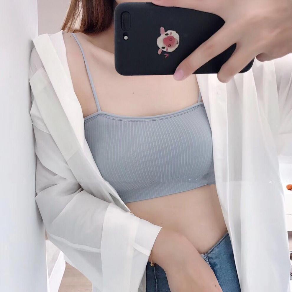 Áo 2 Dây Nữ Mút Ngực Sợi Bún Chất Thun Gân Cao Cấp 4 Màu