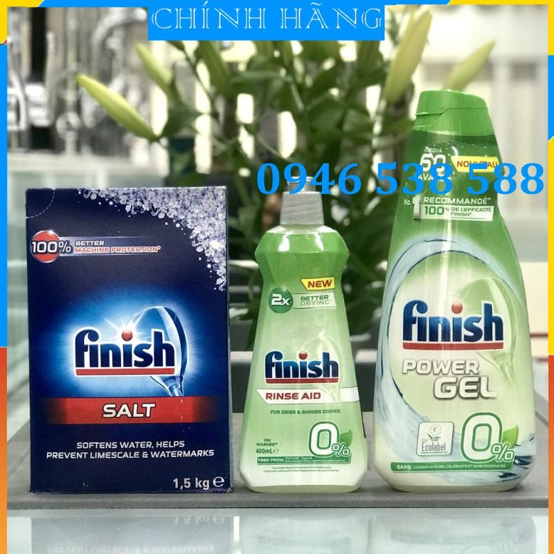 Combo Gel rửa bát finsih Eco 900ml + Nước làm bóng bát Finish Eco 400ml + Muối rửa bát chén 1,5kg