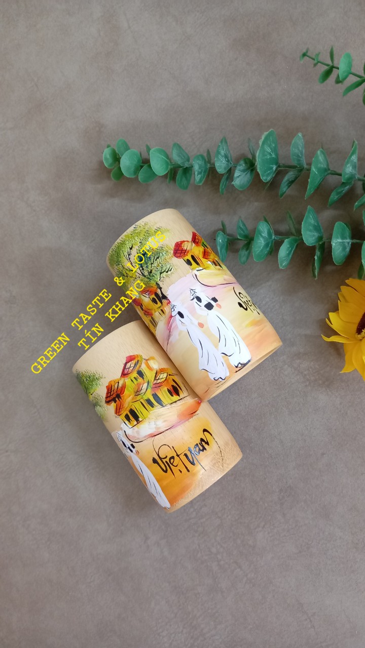 Cốc Tre, Ly Tre Vẽ Mỹ Nghệ Cao Cấp, Chuẩn Đẹp-TVMNBDLTK05