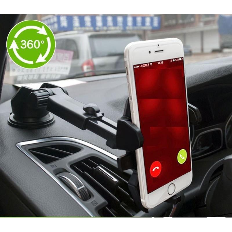 Giá đỡ kẹp điện thoại trên xe hơi, ô tô kéo dài, thu hẹp 360 độ cao cấp