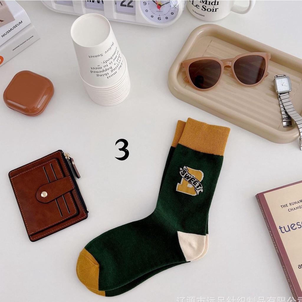 Tất Cao Cổ Nam Vớ Cao Cổ Nữ Tất Bóng Chày Xanh Đỏ Noel Vintage Phong Cách Ulzzang Hàn Quốc Cotton Mềm Mịn Camcamvintage