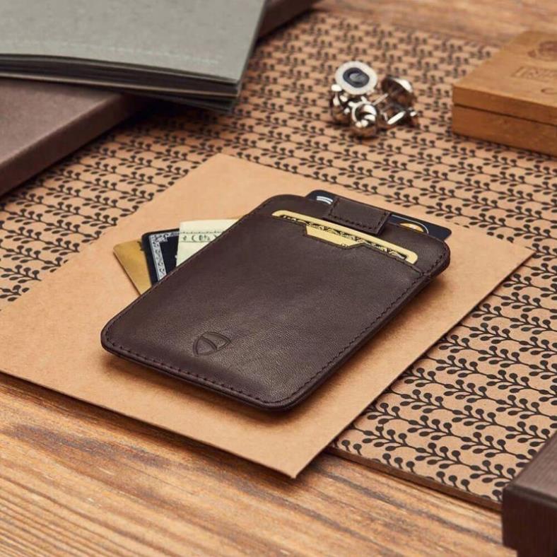 Ví da nam, ví nữ da thật namecard có dây rút thời trang OLUX.