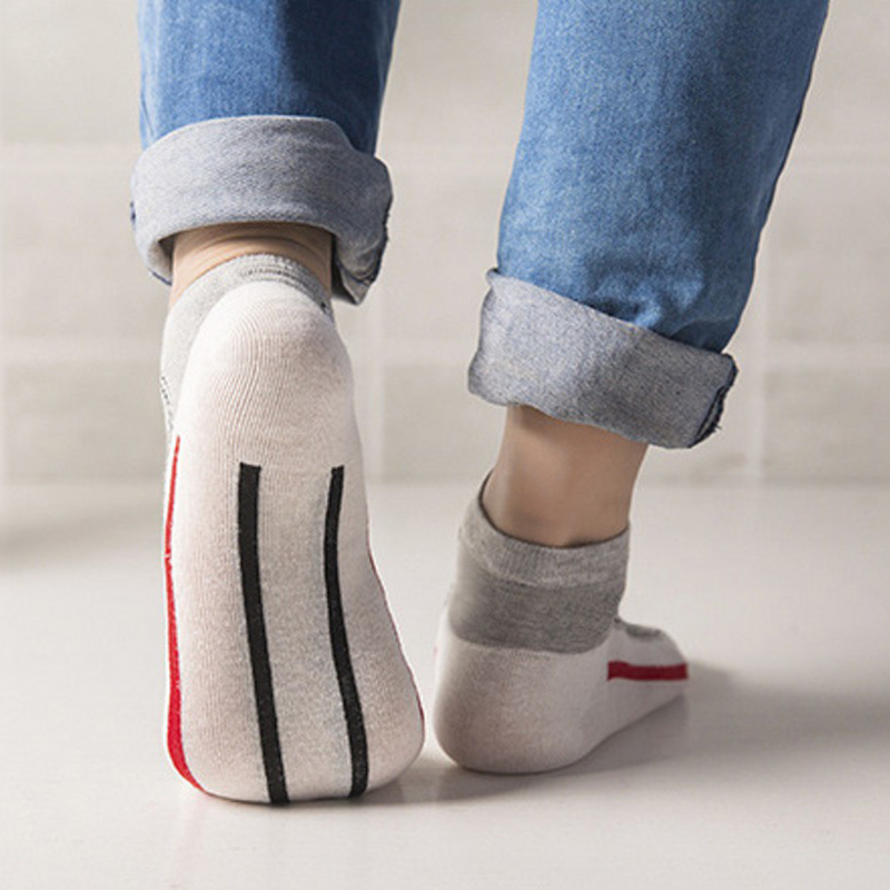 2021 Mới Nam Cotton Thuyền Tất Thời Trang Ngộ Nghĩnh Giày Vớ Thể Thao Đại Học Phong Cách Cặp Đôi Vớ Vải Nữ Thuyền Vớ Khỏa Thân Tất Color: Gray