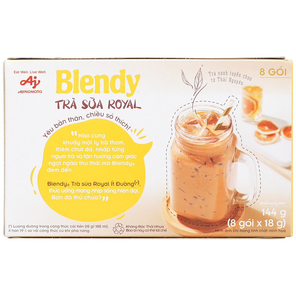 Trà Sữa Royal Blendy 8 gói x 18g (144g/ hộp)