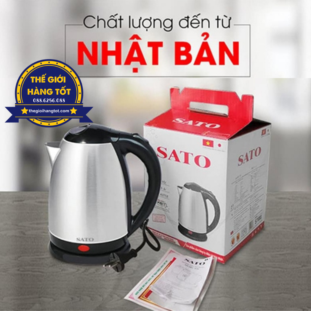 Ấm siêu tốc SATO 17ST45 1,8L - Hàng chính hãng - Inox cao cấp không gỉ, công nghệ Nhật Bản