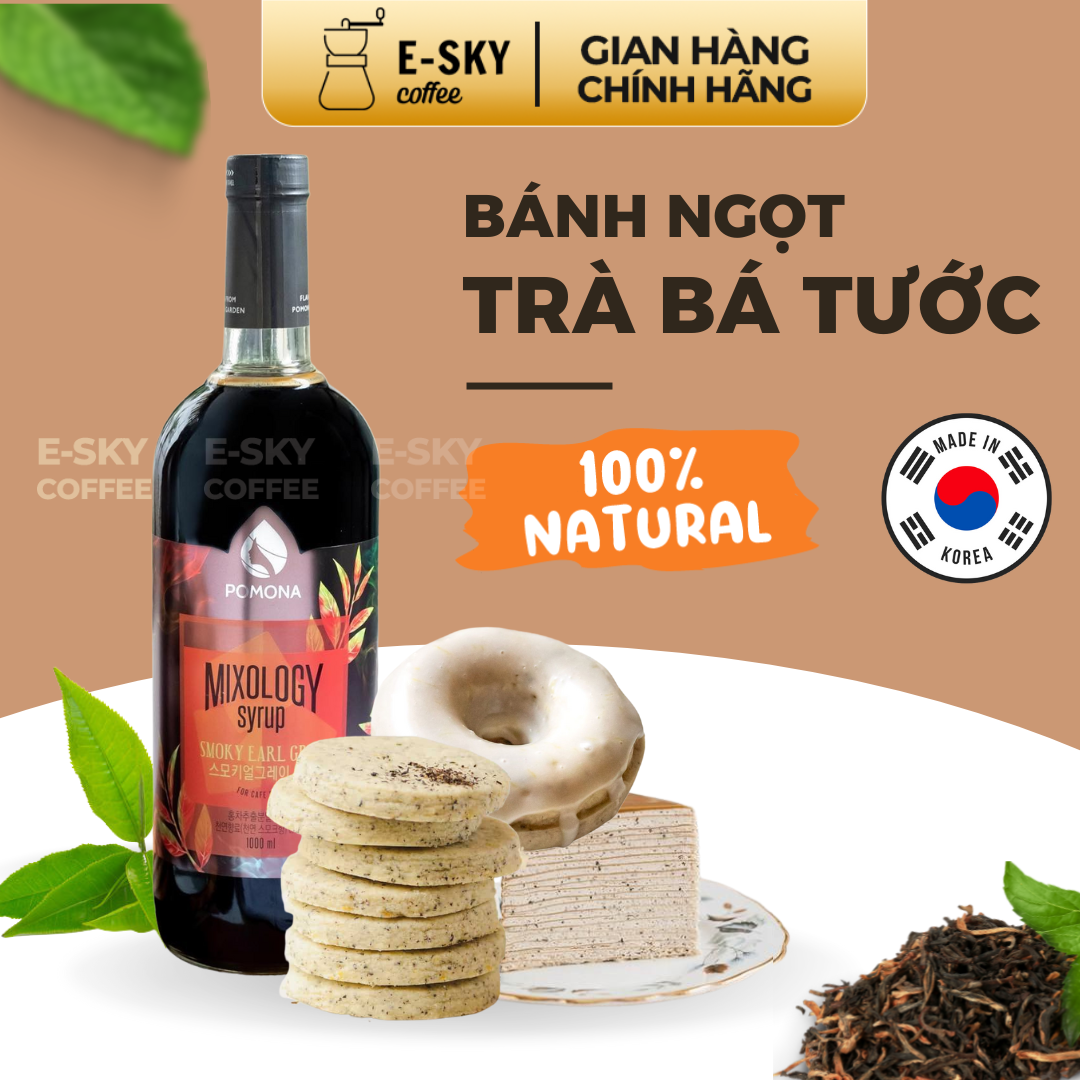 Siro Trà Bá Tước Khói Pomona Smoky Earl Grey Syrup Nguyên Liệu Pha Chế Hàn Quốc Chai Thủy Tinh 1 lít