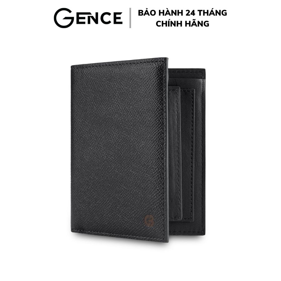 Ví Da Nam Gence, Bóp Nam Da Bò Epsom Màu Đen Cao Cấp C09 Dáng Dọc | Bảo Hành Chính Hãng