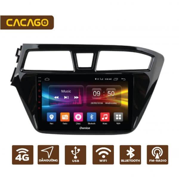Mặt dưỡng kèm dây nguồn lắp màn hình android cho xe HUYNDAI I20 2014-2017