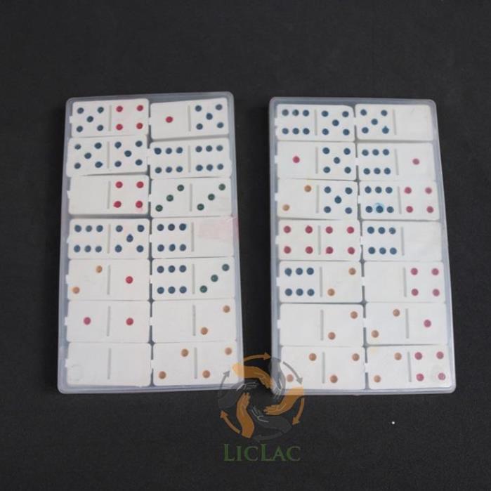 Hộp đồ chơi bộ cờ Domino giá rẻ màu Trắng Ngà có hộp đựng cờ - Bộ Chơi Cờ Giải Trí -