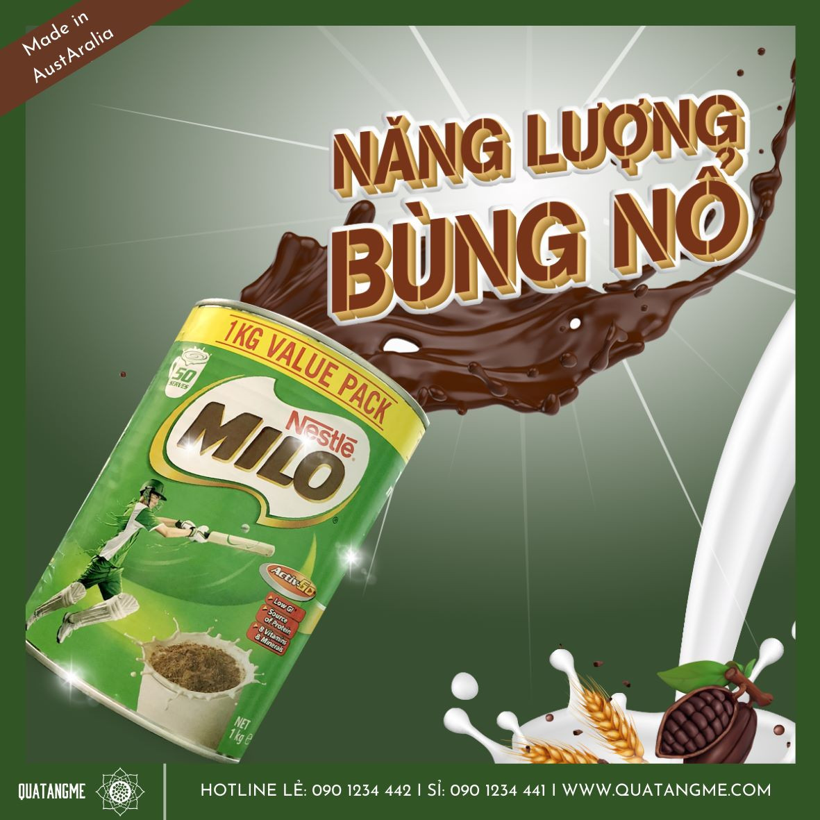 Combo Sữa Bột A2 Nguyên Kem (1kg) và Milo Úc (1kg)