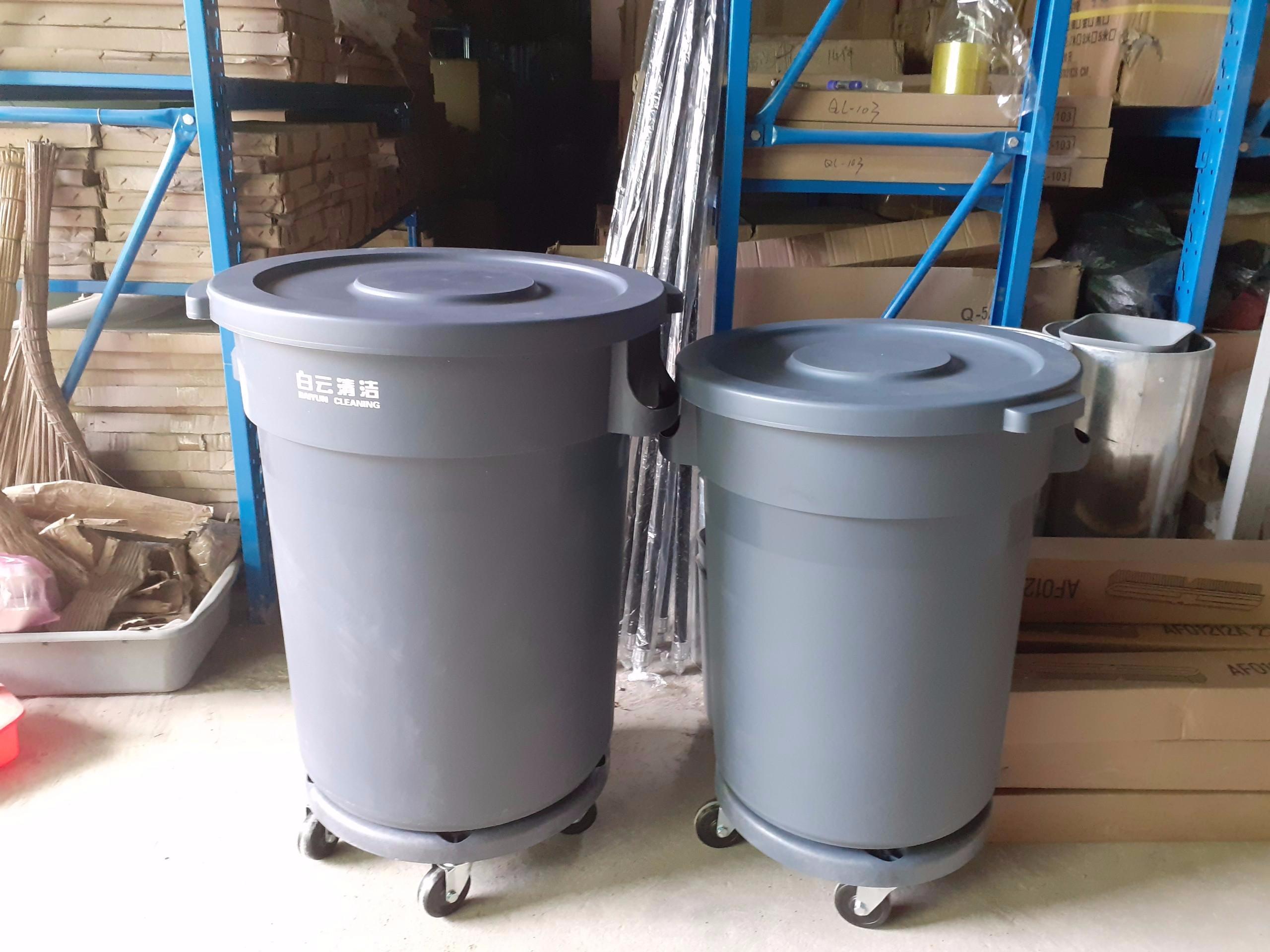 Thùng rác nhựa Baiyun dùng trong nhà bếp màu xám 80L/120L