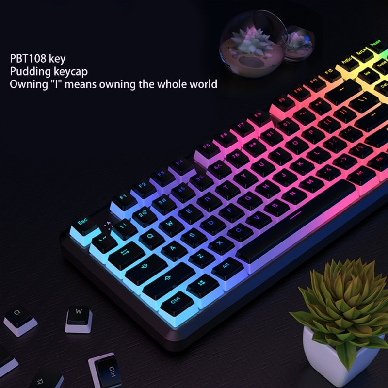 Bàn phím cơ ZIFRIEND KA802D sử dụng Blue Switch thiết kế mini nhỏ gọn chỉ 87 phím với keycap pudding xuyên led cực đẹp