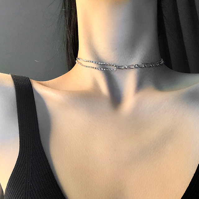 Dây chuyền nữ cá tính mix đá zircon xương đòn phong cách Hàn Quốc