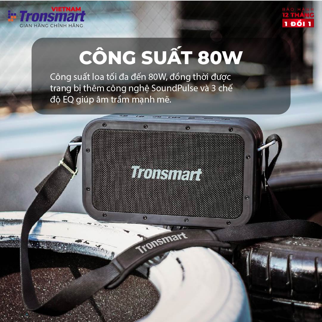 Loa Bluetooth 5.0 Tronsmart Force Max Công suất 80W, Chống thấm nước IPX6 - Thời gian 13 giờ chơi nhạc - Hàng chính hãng