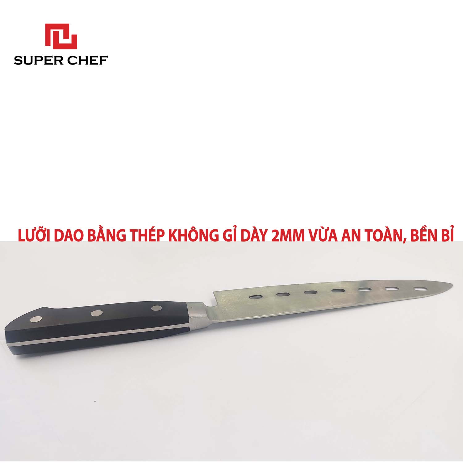 Dao Bếp Gyuto Dài Đa Năng Chính Hãng Super Chef Lưỡi Thép Cao Cấp, Không Gỉ Sét, Không Ăn Mòn, An Toàn Thực Phẩm, Công Nghệ Nhật Siêu Sắc Bén, Lâu Cùn Siêu Bền Và Tiện Lợi