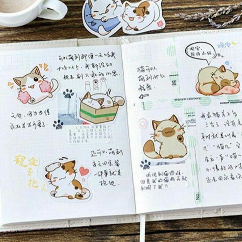 Bộ 45 sticker dán trang trí hình mèo dễ thương