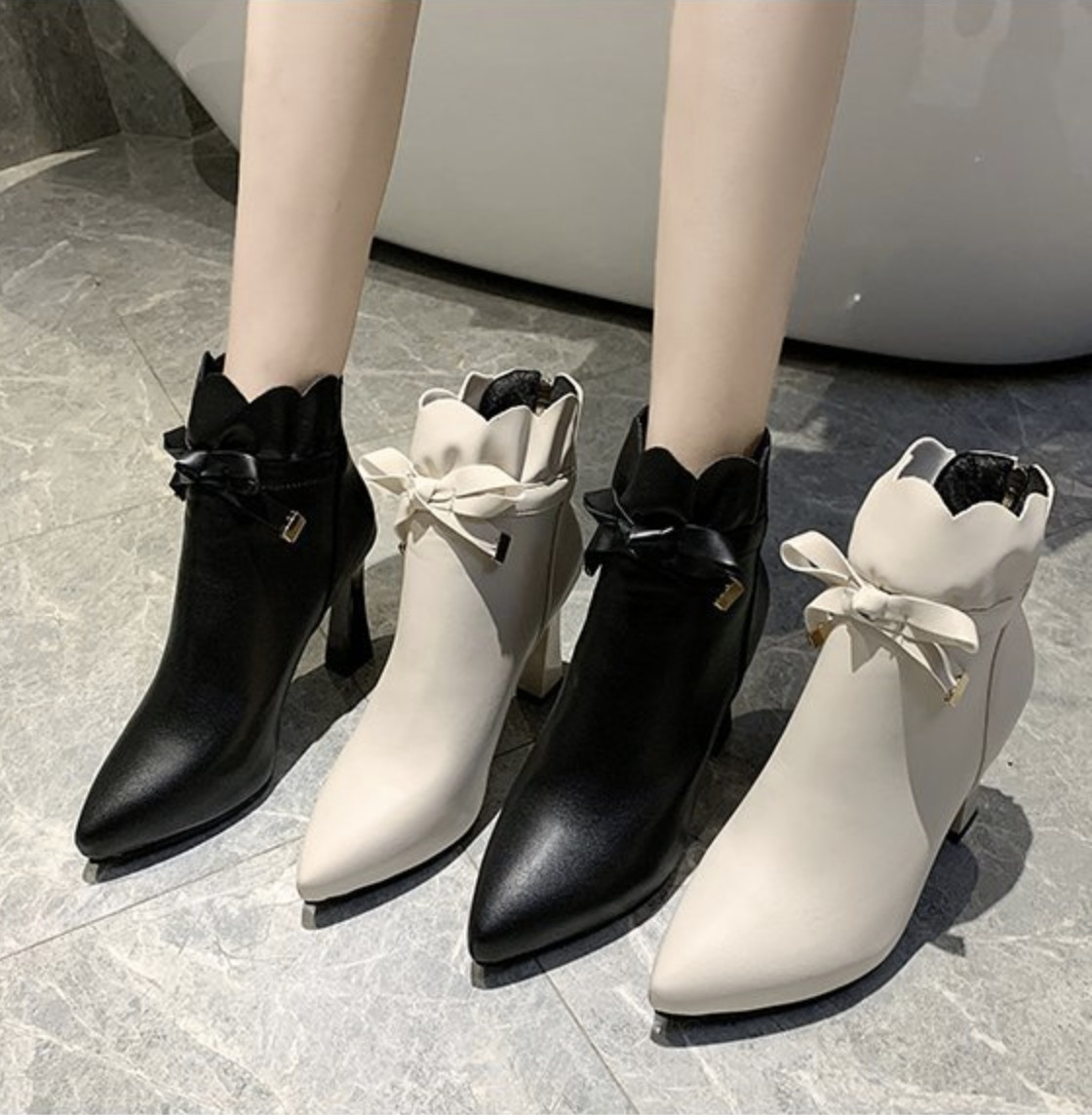 Giày boot nữ da trơn cao 9cm phong cách Hàn Quốc B147