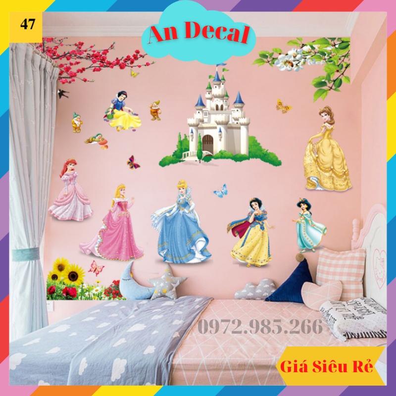 Tranh decal, decal dán tường trang trí phòng cho bé công chúa và lâu đài TE47