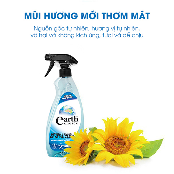 Nước lau kính gốc thực vật hương hoa cúc la mã Earth Choice Úc 600ml