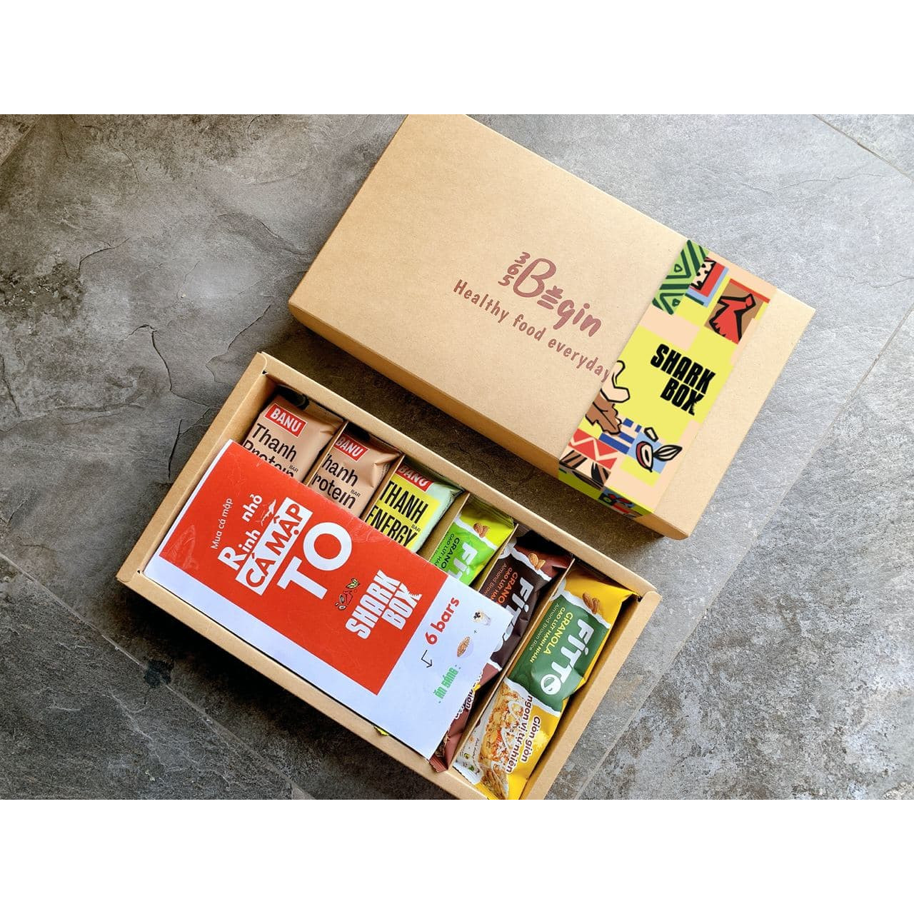 Combo Shark Box Fitto Gạo lứt - hạnh nhân và Thanh Protein BANU - Ngũ cốc dinh dưỡng thay thế các bữa ăn tiện lợi, tốt cho sức khỏe, phù hợp với người bận rộn, tập luyện thể thao