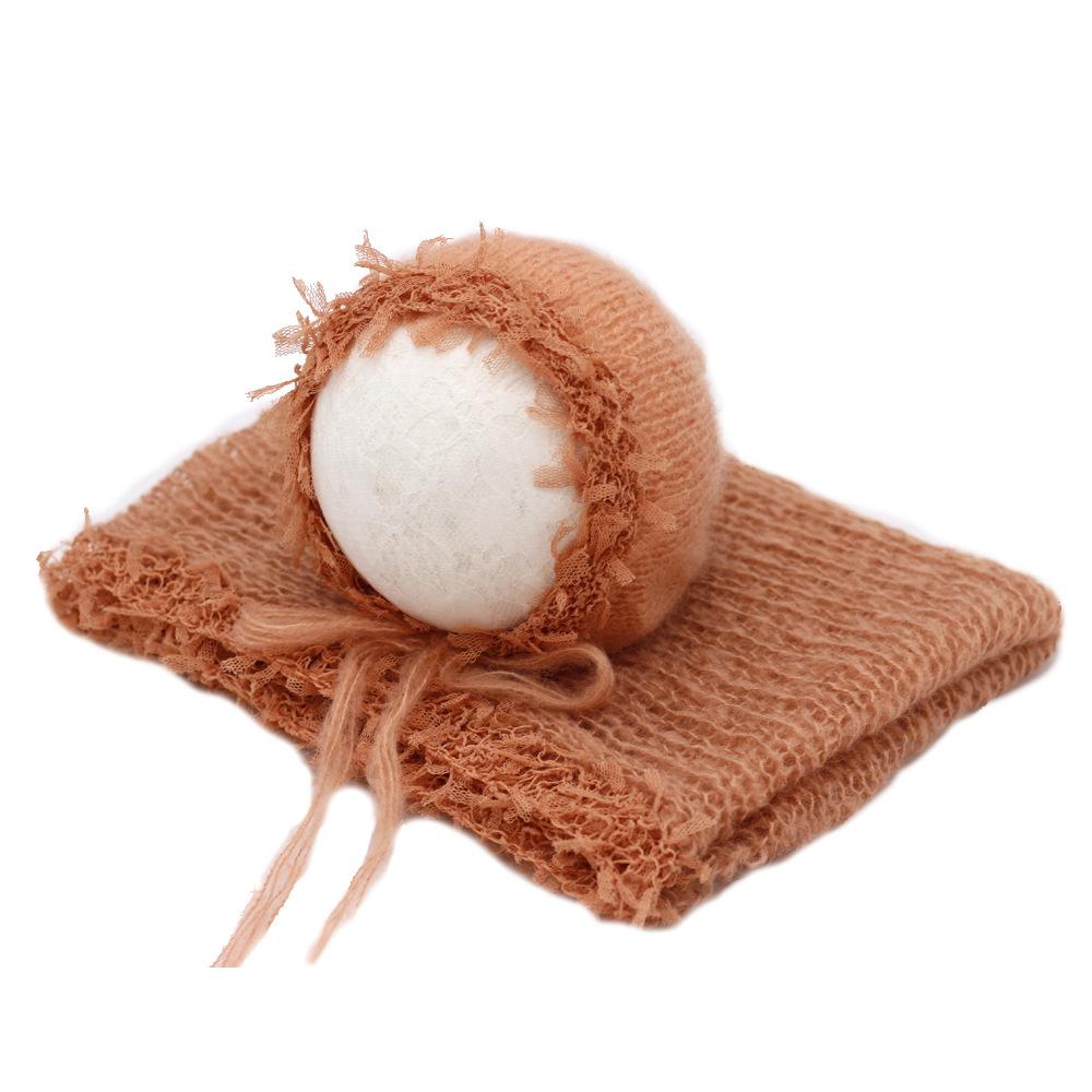 Sơ Sinh Đạo Cụ Chụp Ảnh Chăn Mohair Bọc Đầm Chụp Ảnh Mũ Lưng Bé Chụp Ảnh Phụ Kiện